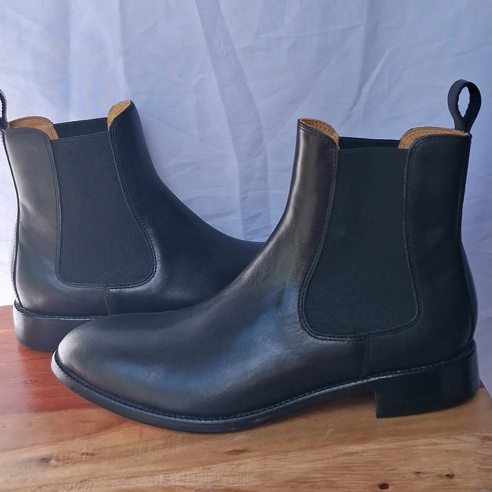 Quince Calfskin Leather Dress Chelsea Boots Black 8